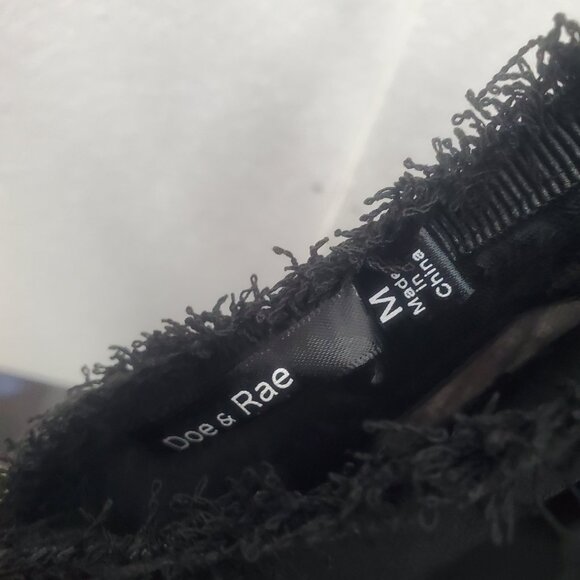 NWT -Medium Doe & Rae Linen Blend Black with Unfinished Edge Jumpsuit - Picture 8 of 11